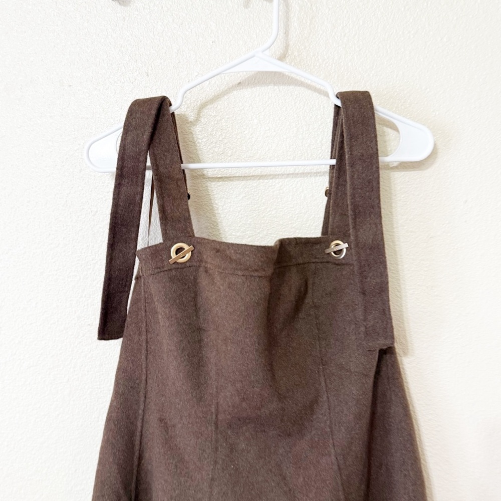 NWT Cult Gaia x Gap Collab Chocolate Brown Wool Strappy A-Line Mini Dress - Picture 10 of 14